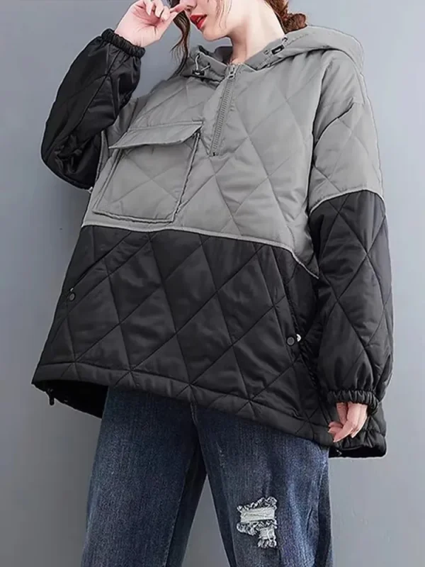 Amax luluE Felpe con cappuccio dal design trapuntato allentato moda invernale coreana Donna Casual Abbigliamento caldo con cappuccio Felpe classiche di lusso da donna 4