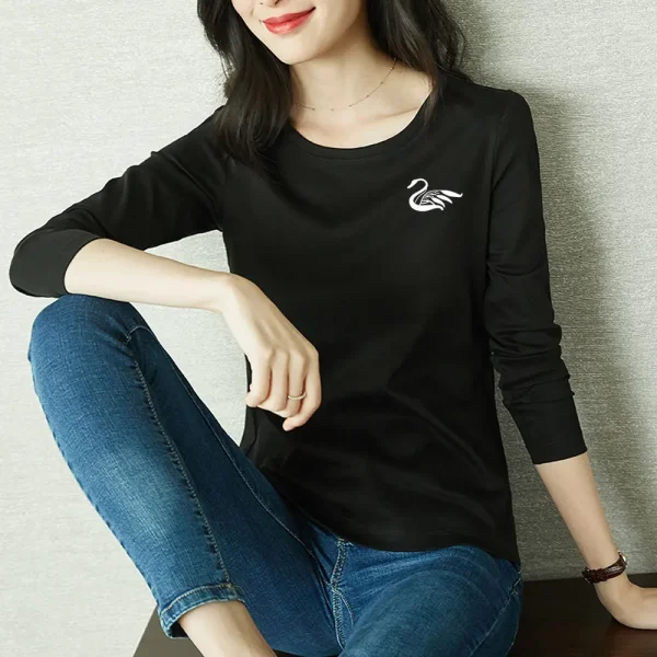 New Summer Tops For Women Print Swan Pattern Tee Shirts Femme T-Shirt da donna in cotone T-Shirt da donna Cygnus taglia 5XL 5