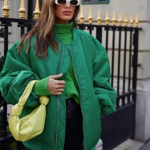 2025 Giacca bomber da donna Autunno Inverno Moda donna Cappotto ampio oversize Manica lunga Cerniera Streetwear Nuove giacche casual 1