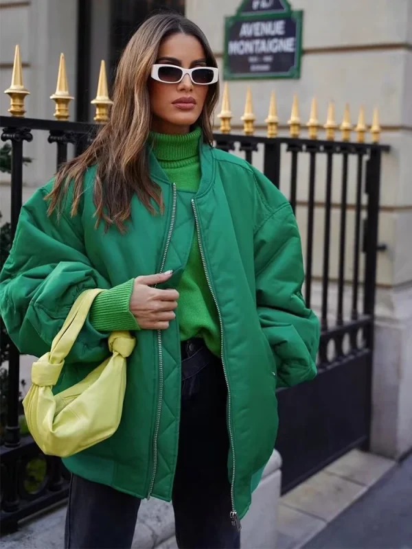 2025 Giacca bomber da donna Autunno Inverno Moda donna Cappotto ampio oversize Manica lunga Cerniera Streetwear Nuove giacche casual 1