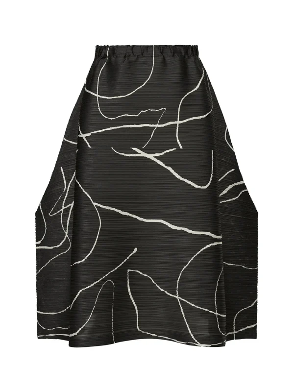 Gonne larghe in vita elastica con linea stampata a pieghe Miyaek 5