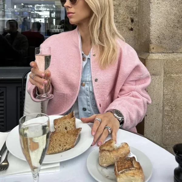 Giacca da baseball calda grigia allentata moda donna Giacca bomber oversize casual autunnale per ragazze Capispalla caldo spesso vintage 2