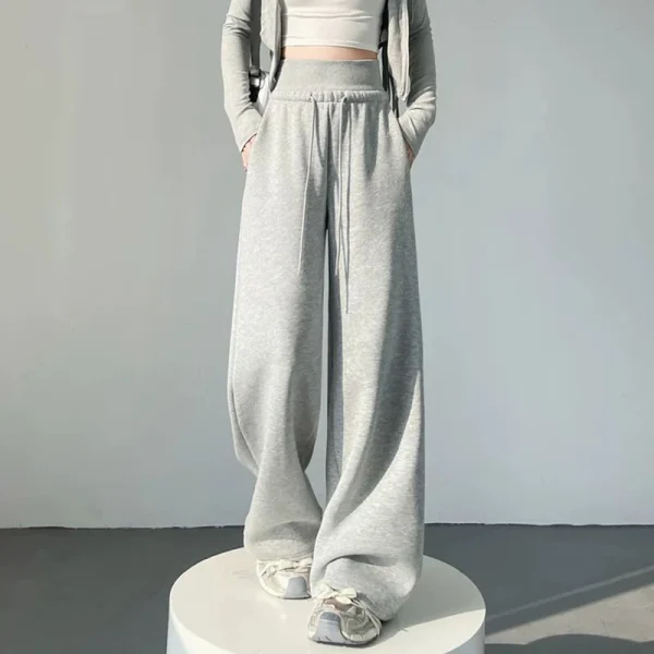 Pantaloni a vita alta alla moda classica da ragazza Pantaloni comodi a gamba dritta da donna Pantaloni coreani larghi casual quotidiani 2