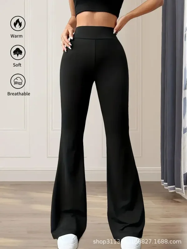 Pantaloni da donna in pelle di squalo a ferro di cavallo drappeggiati a vita alta, dimagranti, pantaloni da yoga micro svasati, lunghezza estesa 1