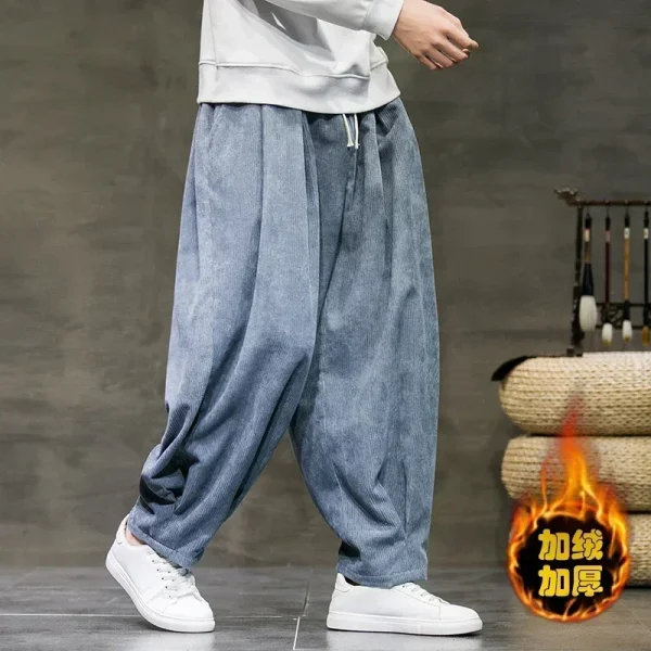 Pantaloni di velluto a coste invernali Pantaloni sportivi Harem oversize ispessiti in pile tinta unita di nuova moda da uomo Pantaloni casual caldi da donna invernali 2