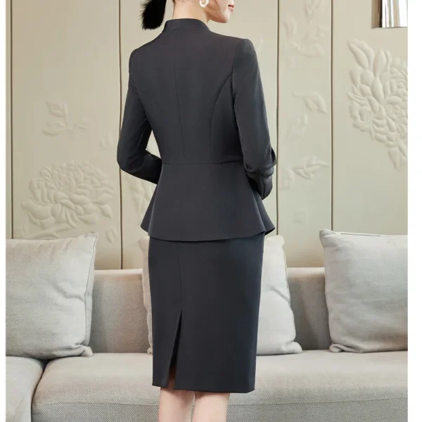 NAVIU Slim Women Suits Fashion 2024 New manica lunga con scollo a V Blazer e gonna a petto nascosto Office Ladies Solid Work Wear Sets 2