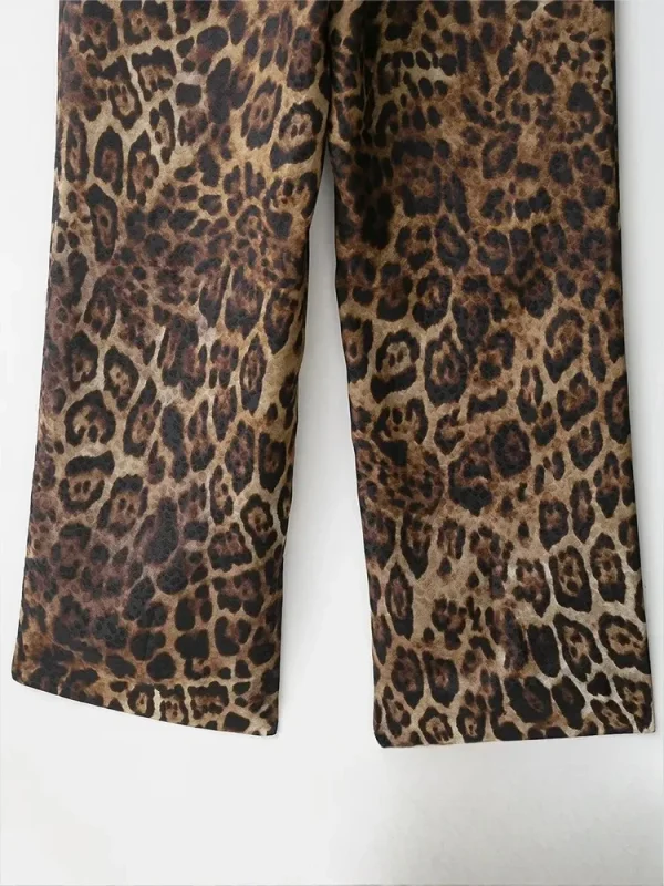 KONDALA Vintage Leopard Print Abiti da donna Scollo a V Telai Manica lunga Giacca oversize + Pantaloni a gamba larga Moda 2025 Abiti autunnali 6