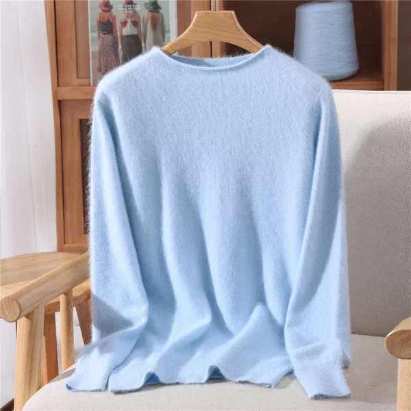 Autunno Inverno Visone Cashmere Donna Maglione O-Collo Pullover Moda Basic Casual SolidClothing 100% Visone Cashmere Maglieria Top 4