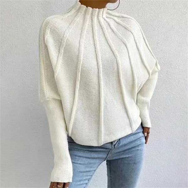 Maglione da donna con maniche a pipistrello lavorato a maglia 2025 Autunno Inverno Moda Solid Top Donna Manica lunga Maglioni con collo a lupetto Abiti casual chic 6