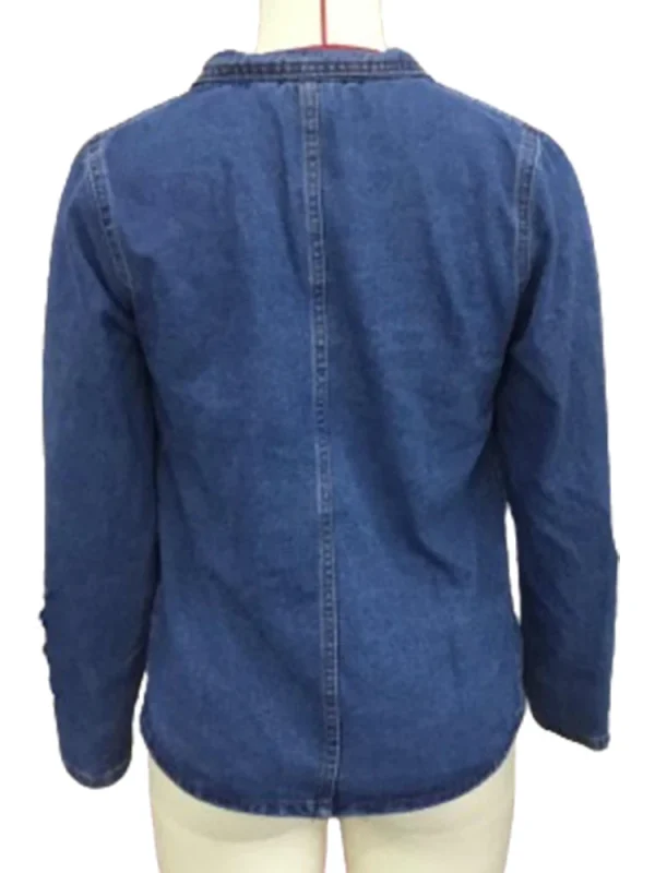 Giacca di jeans con bottoni vintage per donna colletto alla coreana primavera inverno slim casual jeans retrò capispalla cappotto di jeans Harajuku 2024 4