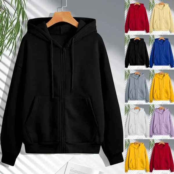 Felpe con cappuccio da donna autunno primavera nuova moda cardigan casual felpe con coulisse felpe con zip solide stile coreano 2