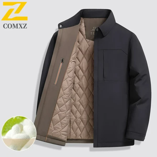COMXZ Giacca imbottita da uomo di lusso Comodo pendolarismo da ufficio Parka leggero Colletto alla coreana Cappotto imbottito invernale antivento per esterni 2