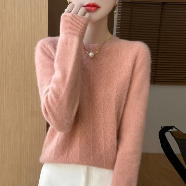 Prima linea pronta da indossare 100% lana merino autunno e inverno nuovo maglione da donna girocollo maglione pullover lavorato a maglia fondo cashmer 5