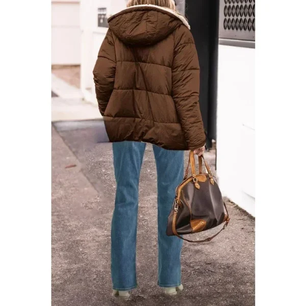 2024 Cappotti invernali caldi Pile Sherpa reversibile Piumini lunghi con cappuccio Giacca sportiva da donna 4