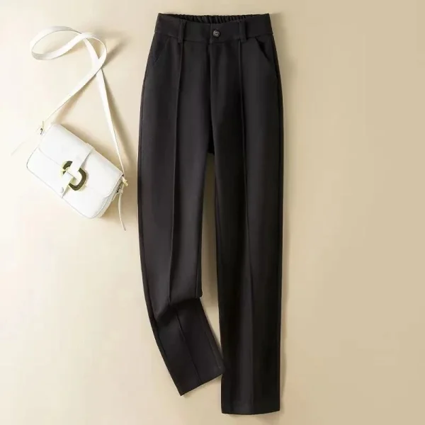 Pantaloni di lana da donna 2024 Autunno Inverno in pile Pantaloni stile harem dritti eleganti Versione coreana Pantaloni casual blazer caldi femminili 2
