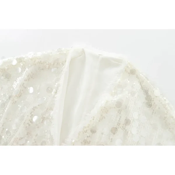 YENKYE Nuove Donne di Autunno Con Paillettes Kimono Giacca Cappotto Manica Lunga Con Scollo A V Femminile Casual Allentato Della Tuta Sportiva Chic Lady Wrap Abiti 4