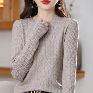 Maglione di Cashmere donna colore puro o-collo Casual a maniche lunghe Pullover allentato maglione di cachemire da donna 1