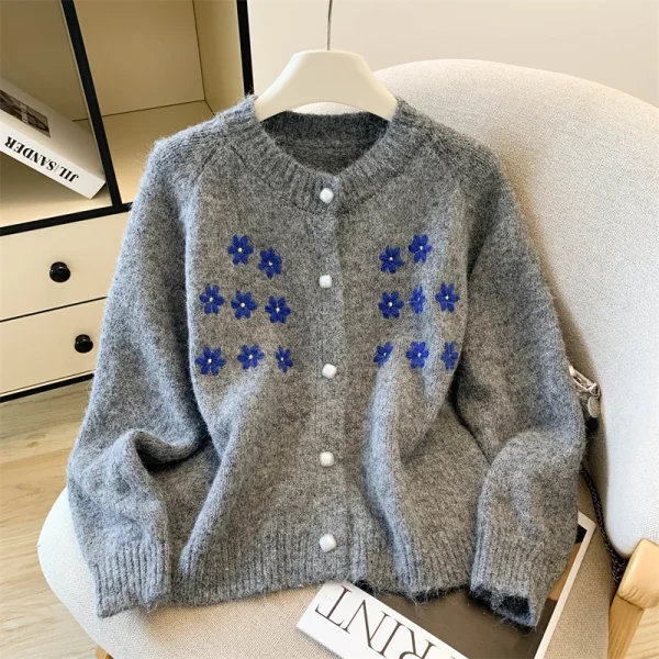 Maglieria casual invernale da donna cardigan floreale Y2K Harajuku estetica carina stile anni 2000 retrò top maglione caldo vestiti 2025 nuovo 2