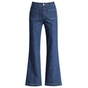 Jeans in Denim a gamba larga in velluto da donna, elasticizzato caldo addensato, tasche grandi, vita alta, moda, Jeans in pile invernale, primavera autunno 1