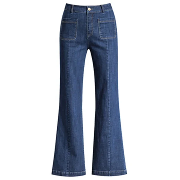 Jeans in Denim a gamba larga in velluto da donna, elasticizzato caldo addensato, tasche grandi, vita alta, moda, Jeans in pile invernale, primavera autunno 1