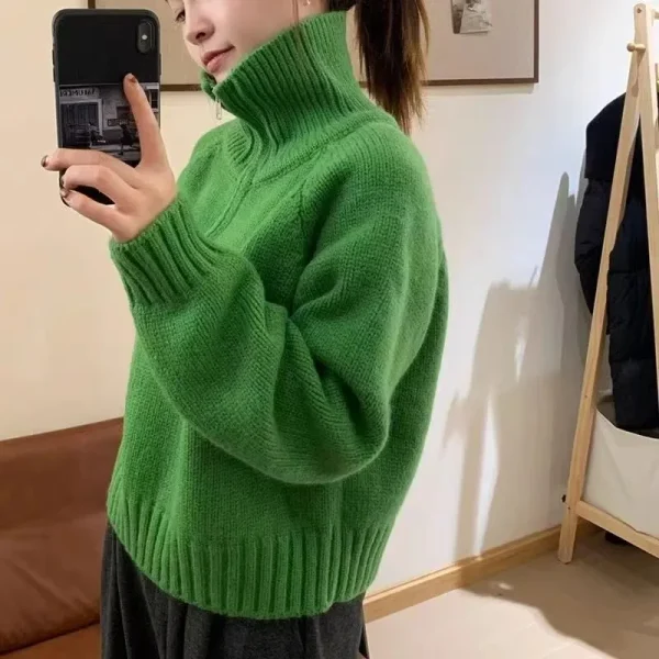 Maglione di fascia alta con mezza cerniera e collo alto in cashmere 100% per maglione lavorato a maglia autunnale e invernale 4