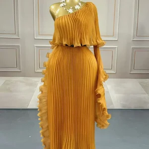 Miyake plissettato 2025 primavera/estate nuovo abito taglie forti, abito da sera elegante sul petto con pieghe realizzate a mano 1