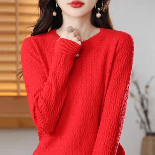 Maglione di Cashmere donna colore puro o-collo Casual a maniche lunghe Pullover allentato maglione di cachemire da donna 4