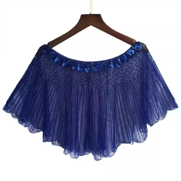 Pashmina a rete in pizzo con paillettes lucide da donna Primavera Estate Vintage Performance Protezione solare Scialle per feste Colletto a mantello R2662 2