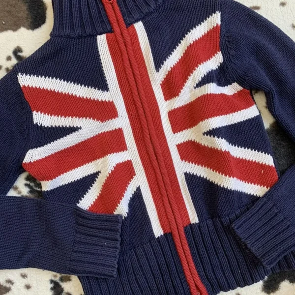 Maglione cardigan a righe stella Y2K retrò autunno e inverno da donna con cerniera strisce top multifunzionale maglione casual fratello punk 2