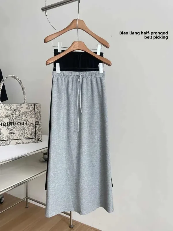 Gonna sportiva casual a gamba dritta a vita alta ispessita primavera autunno Gonna lunga a metà corpo divisa per donna 1