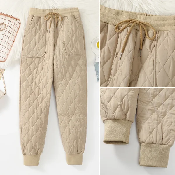 Pantaloni da jogging invernali in cotone ultraleggero 4XL Pantaloni da jogging larghi caldi casual da donna Pantaloni capris a vita alta spessi 2