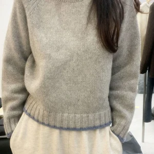 Maglione di cashmere spesso pullover da donna cappotto con fondo in maglia allentata autunno e inverno maglione corto abbinato a colori marea 1