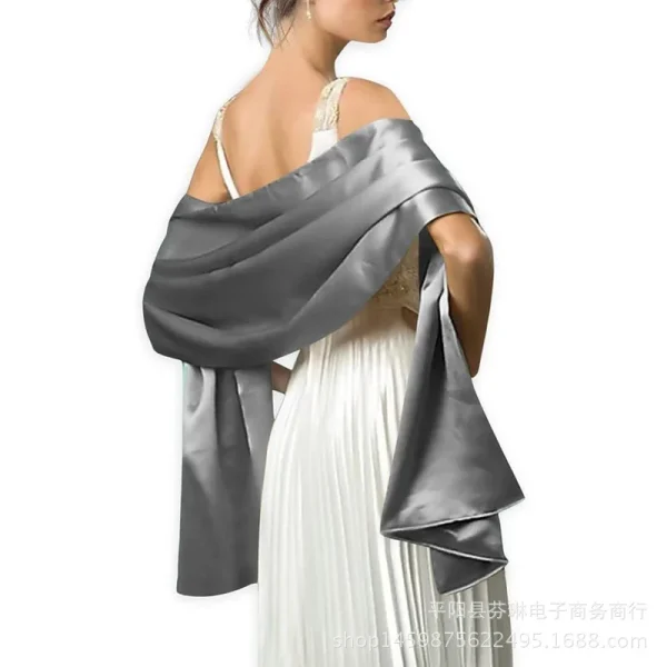 Nuovo abito da sera in tinta unita in stile europeo con scialle lungo sciarpa decorazione abito da sposa abito cinese con sciarpa di seta 5