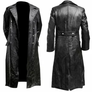 UFFICIALE UNIFORME MILITARE CLASSICO Tedesco della Seconda Guerra Mondiale DA UFFICIALE TRASCH IN PELLE NERO 1