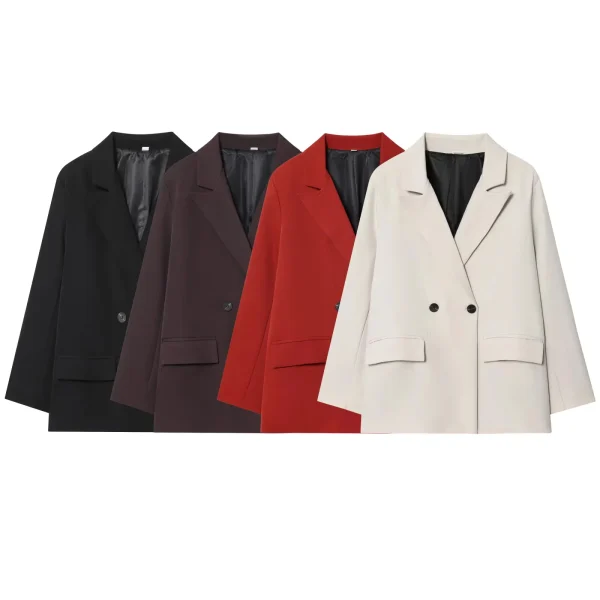 KONDALA 2025 Autunno Inverno Marrone Office Lady Blazer Moda Formale Elegante Couverture Colletto Donna Chic Solid Blazer 6