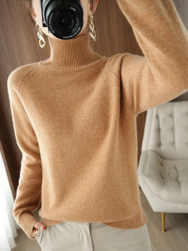 Moda basic autunno inverno maglione di lana merino collo finto pullover di cashmere tinta unita morbido manica lunga abbigliamento top 2