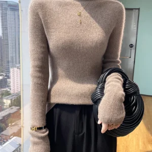 Maglione basic Pullover Maglione autunno inverno Maglione da donna 100% cashmere Colletto in pile Abbigliamento Moda quotidiana all'interno Unisciti a maglia 1