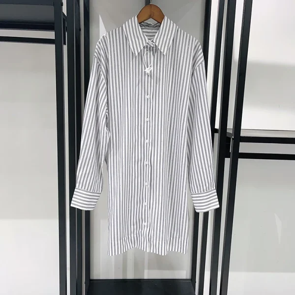 Abito camicia in due pezzi finto a righe con stampa a caldo autunno 2025 da donna per donna 2