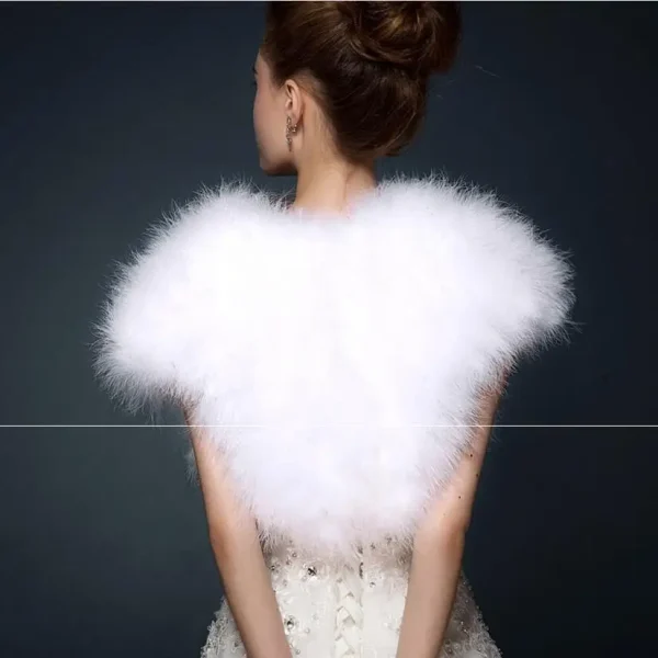 Piume di struzzo Bolero Shrugh gilet Vintage marabù piuma coprispalle stola accessori da sposa abito da sposa mantella da sera S69 3