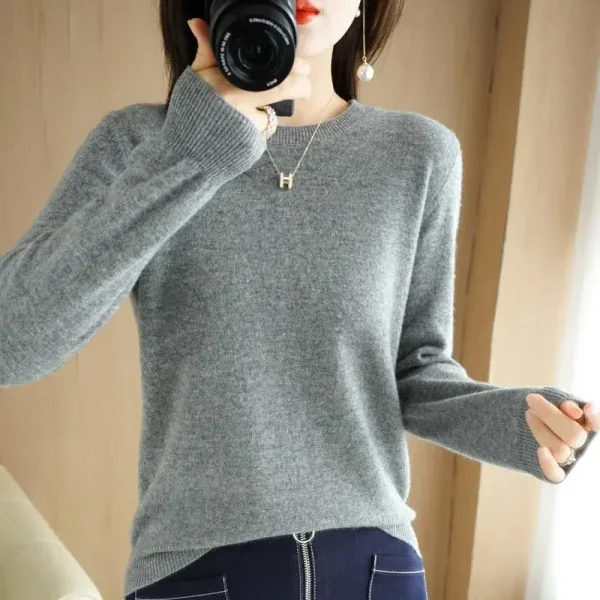 2025 Maglione da donna Primavera Autunno Manica lunga O-Collo Pullover Camicie con fondo caldo Maglione moda coreana Maglieria Maglioni morbidi 6