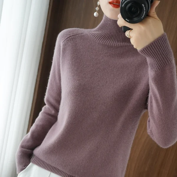 Casual autunno inverno donna maglioni dolcevita manica lunga pullover caldi spessi moda maglieria coreana maglioni di base 2025 3