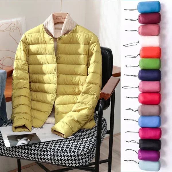 2024 nuovi arrivi autunno inverno caldo donna piumino d'anatra bianco giacche sottili moda femminile cappotti imbottiti ripiegabili ultraleggeri 1