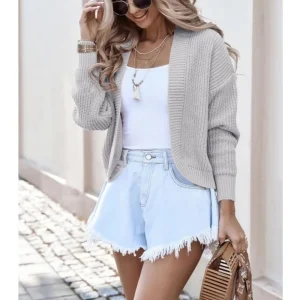 2025 coreano nuovo maglione donna corto scollo a V solido maniche lunghe cardigan lavorato a maglia giacca streetwear 1