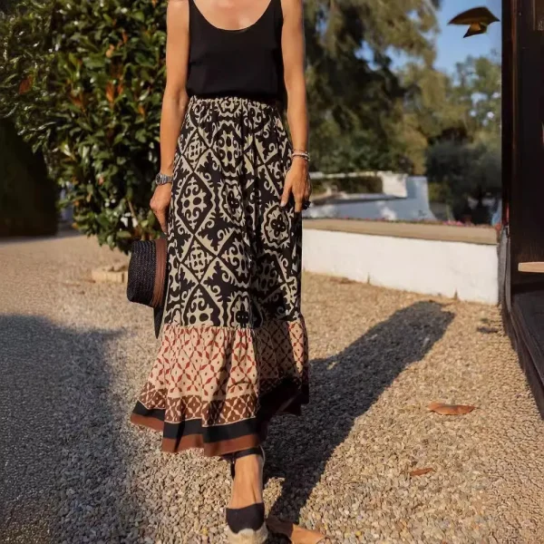Gonna altalena grande da donna Mezza gonna con giunture larghe stampata per il commercio estero europeo e americano per il 2025 4