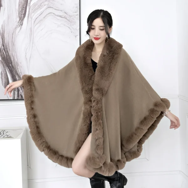 16 colori inverno caldo mantelle Plus Size maniche a pipistrello Poncho mantello donna Turn-Down collo in pelliccia sintetica Cardigan allentato scialle cappotto 6