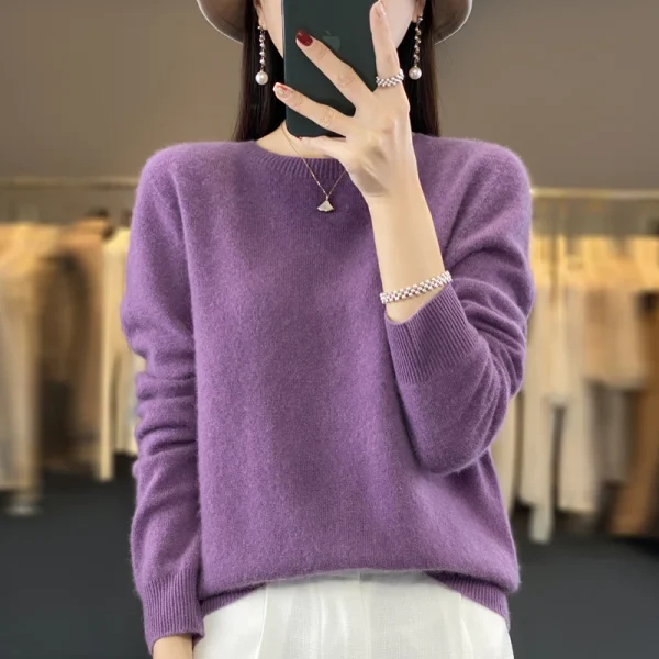 2024 moda 100% lana merino maglione pullover di cashmere O-Collo manica lunga donna maglieria autunno inverno abbigliamento Y2K top O Ling 6