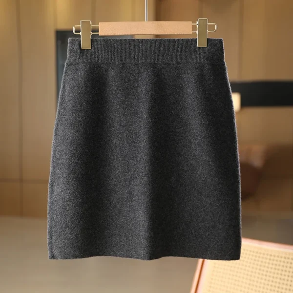 Nuove donne chic autunno inverno caldo morbido abito in cashmere di lusso 100% minigonna in lana merino stile preppy gonna lavorata a maglia in cashmere 4