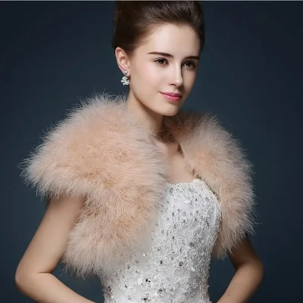 Piume di struzzo Bolero Shrugh gilet Vintage marabù piuma coprispalle stola accessori da sposa abito da sposa mantella da sera S69 5