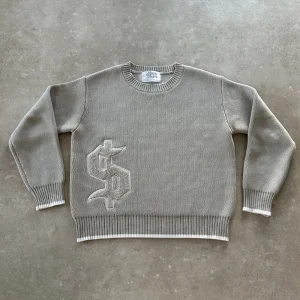 Y2K Maglione grigio a maniche lunghe Dollaro Gotico Ricamo Pullover Goth Retro Casual Streetwear Old Money Uomo Boxy Abbigliamento lavorato a maglia 1