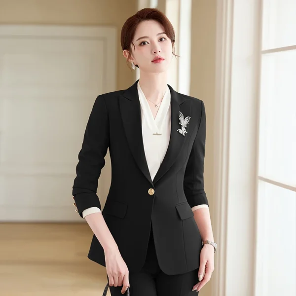 NAVIU 2 pezzi blazer abiti per le donne New Buiness Chic manica lunga giacca casual e pantaloni Office Lady abbigliamento da lavoro moda elegante 5